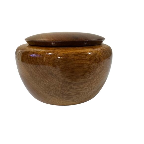 The Wooden Nickel Other - Myrtle Wood Turned Handmade Wooden Trinket Jewelry Bowl with Lid